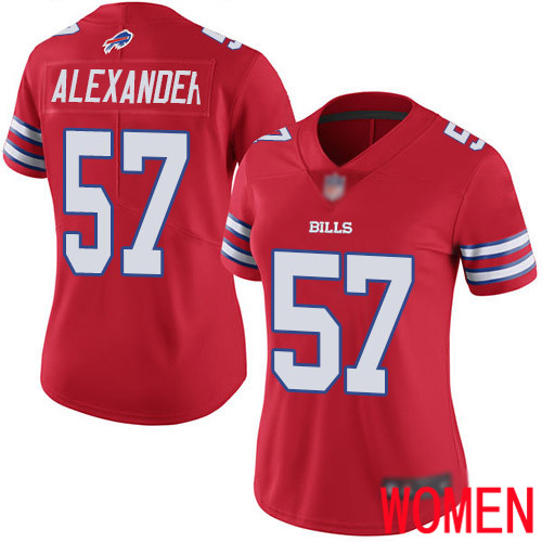 Women Buffalo Bills 57 Lorenzo Alexander Limited Red Rush Vapor Untouchable NFL Jersey